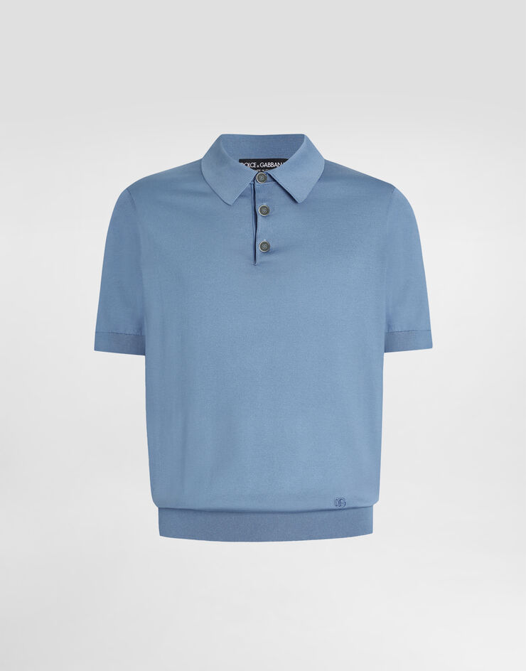 Dolce & Gabbana Silk polo shirt Azure GXZ02ZJBSO5