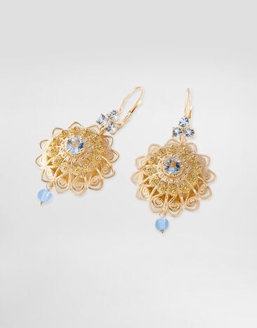 Dolce & Gabbana Filigree Earrings 18-carat yellow gold and aquamarines Gold WEJP1GWAQ01