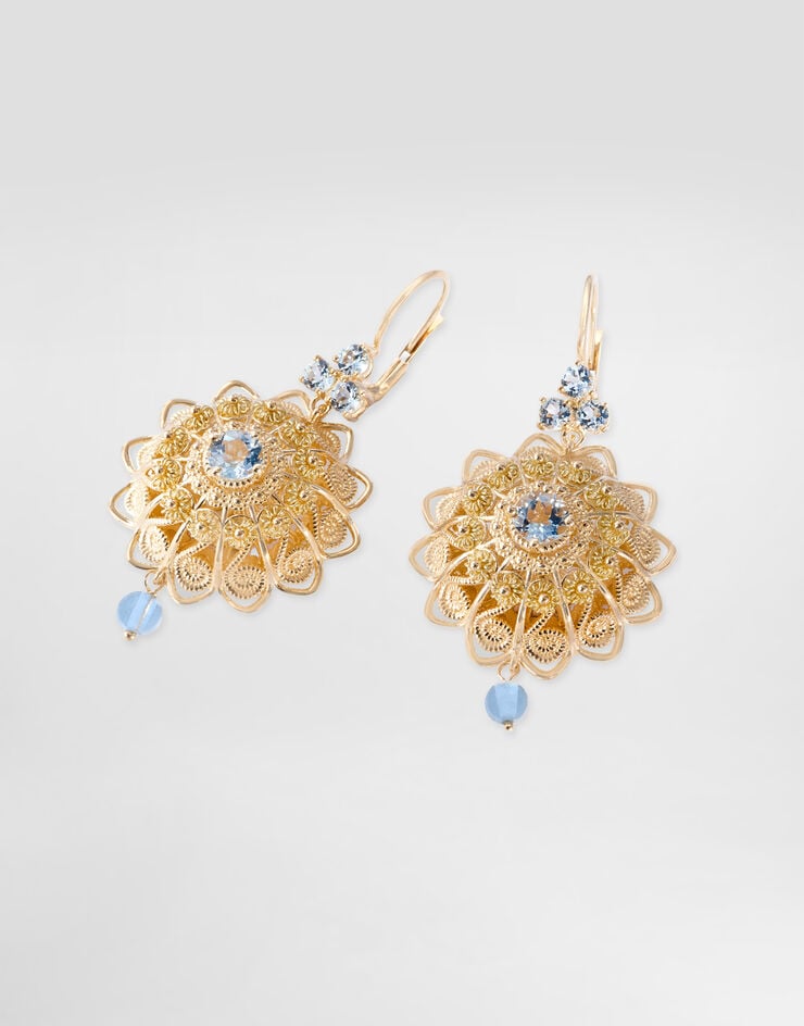 Dolce & Gabbana Filigree Earrings 18-carat yellow gold and aquamarines Gold WEJP1GWAQ01