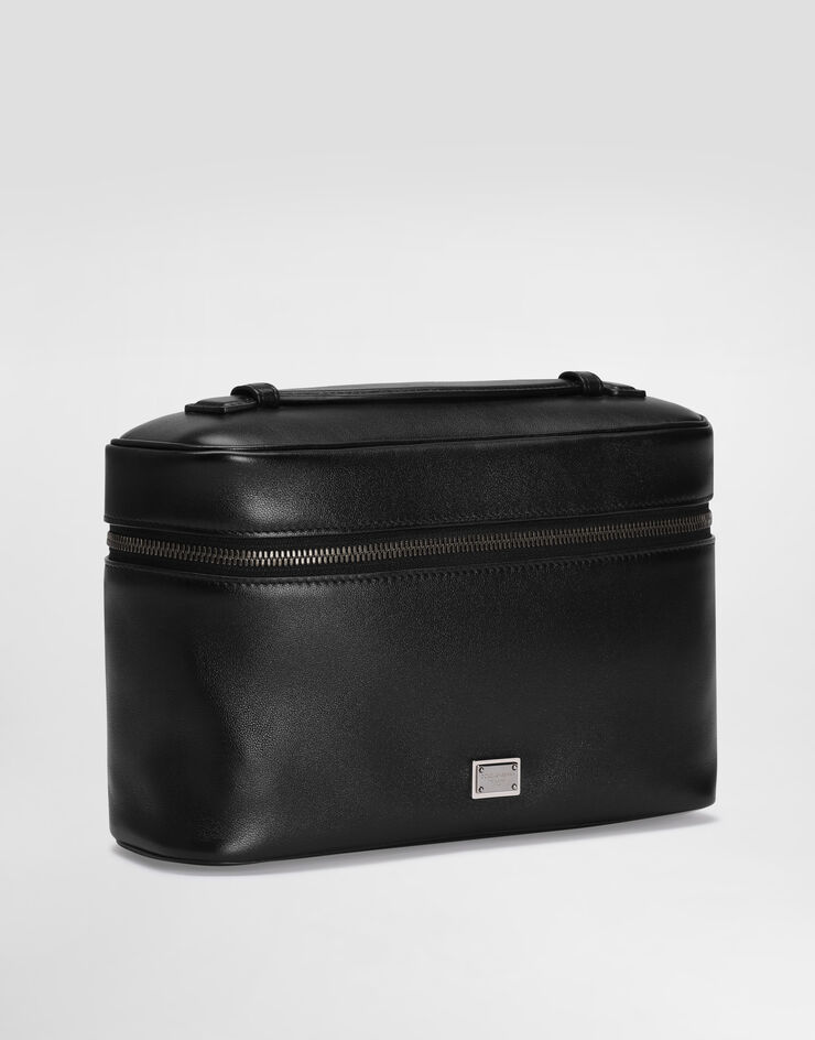 Dolce & Gabbana Trousse de toilette en cuir de veau nappa Noir BT3339AV956