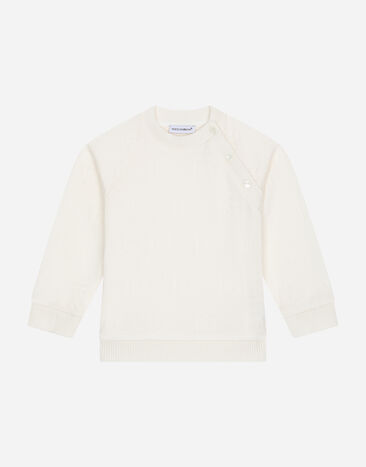 Dolce & Gabbana Round-neck sweatshirt with jacquard DG logo Blanco L1JT7WG7L1C