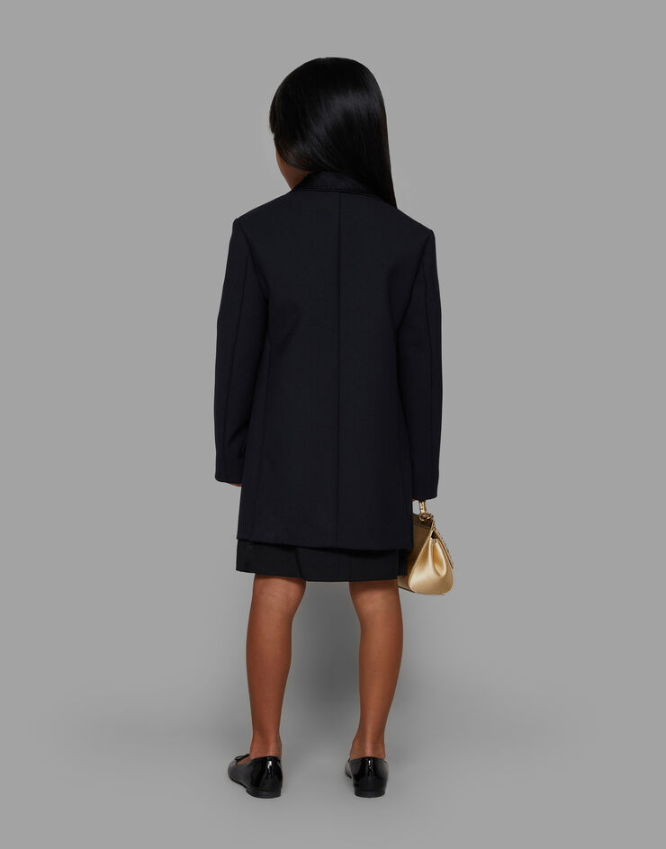 Dolce&Gabbana Двубортное пальто из ткани скуба со вставками из дюшеса черный L54C45G7K5C