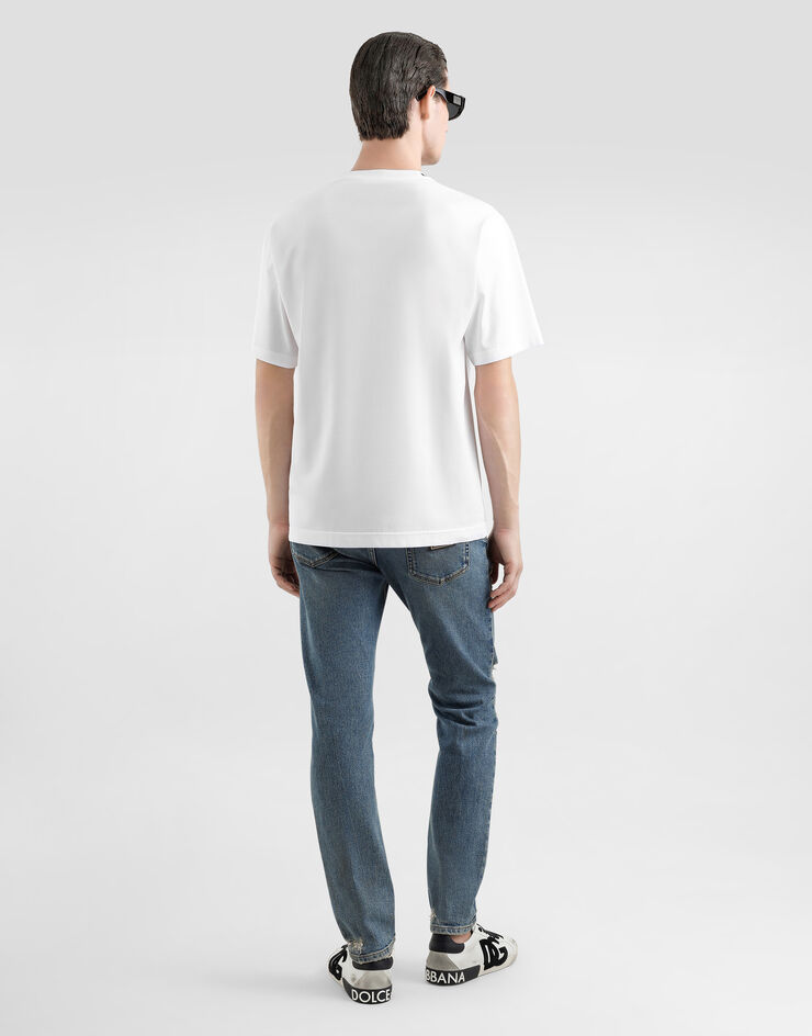 Dolce & Gabbana Camiseta de algodón con logotipo Blanco G8PN9TG7O4O