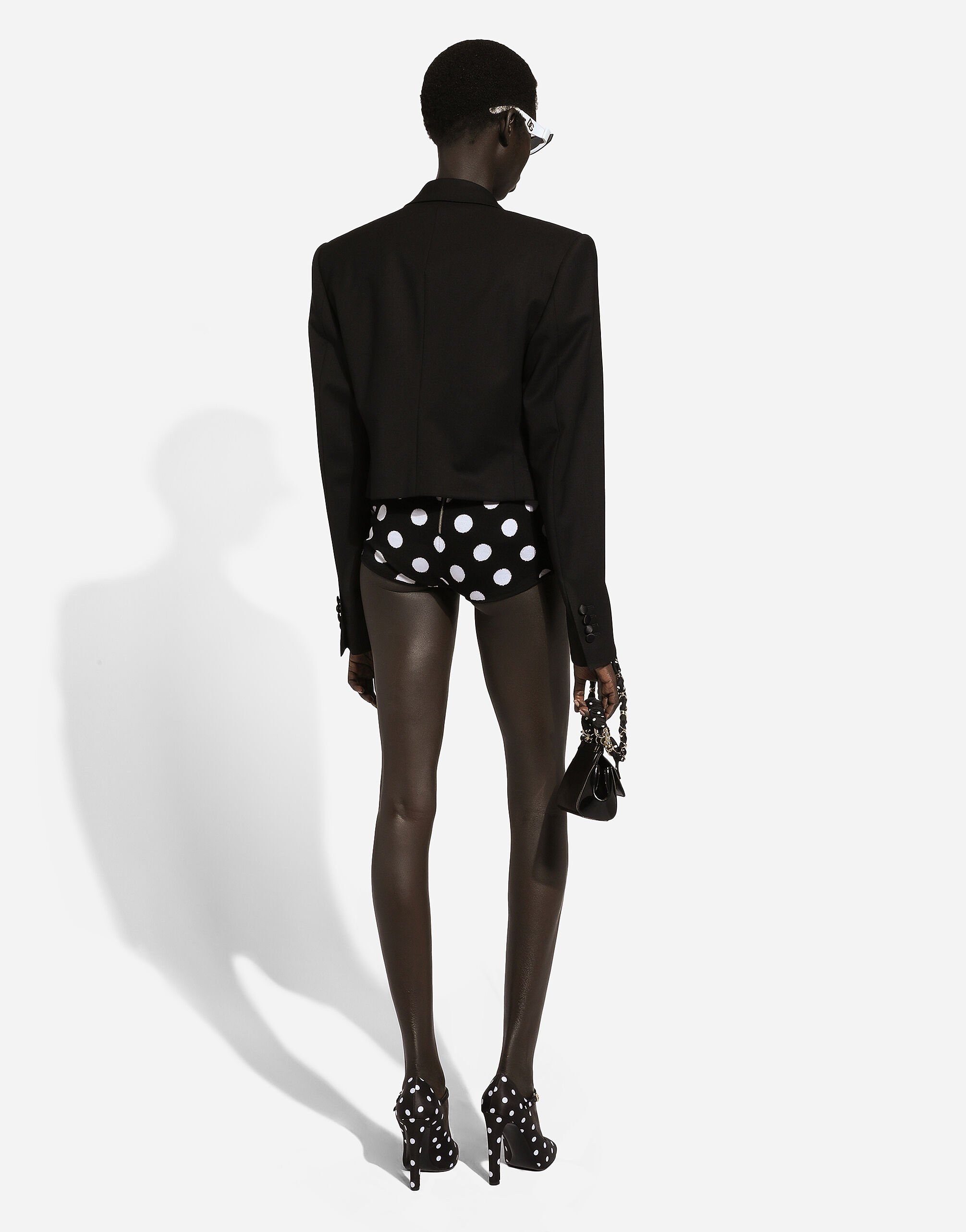 Wool and silk high-waisted panties with polka-dot inlay in