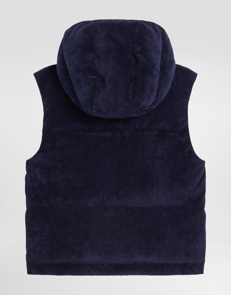 Dolce & Gabbana Sleeveless corduroy down jacket Blue L4JB7SFUEFO