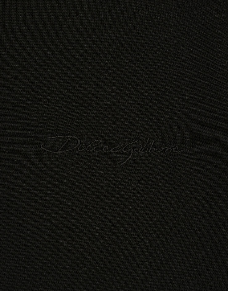 Dolce & Gabbana Polo de seda con inscripción Dolce&Gabbana bordada Negro GXZ09ZJBSJS
