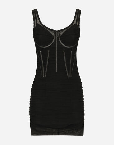Dolce & Gabbana Short tulle dress with corset details Pink F6DIHTFURAG
