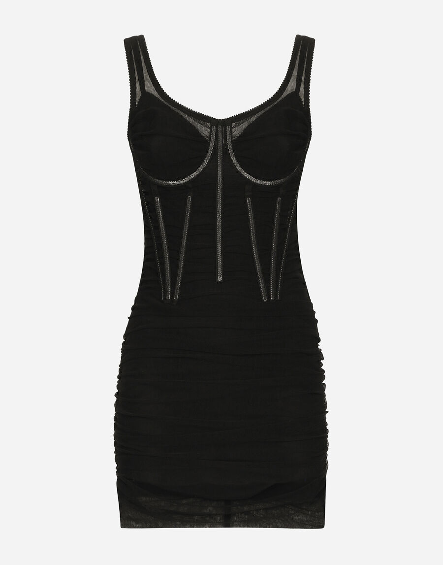 Short tulle dress with corset details