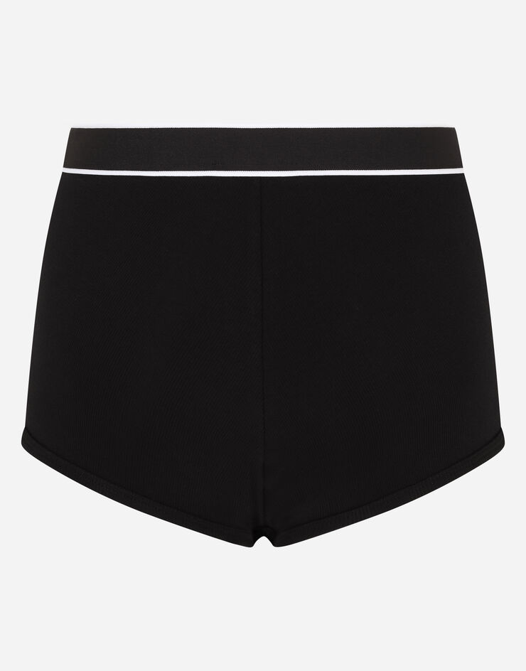 Dolce & Gabbana Culotte in jersey a costina con elastico logato Nero O2A88TFUGF5