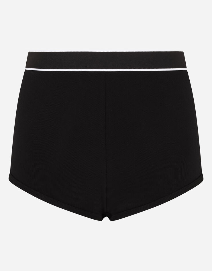 Dolce & Gabbana Fine-rib jersey high-waisted panties with branded elastic Black O2A88TFUGF5