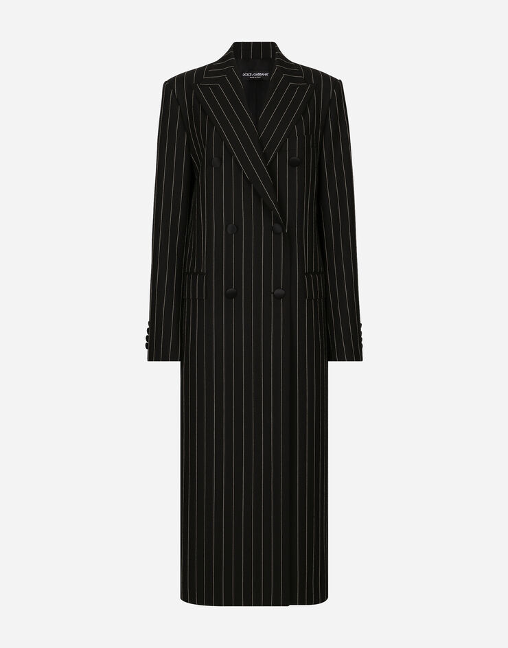 Dolce & Gabbana Pinstripe double-breasted coat in woolen fabric Multicolor F0W1ATFR20A