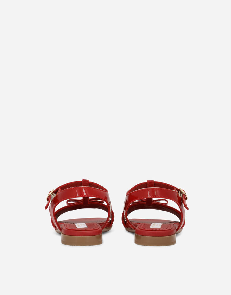 Dolce & Gabbana Patent leather sandals with metal DG logo Red D11155A1328