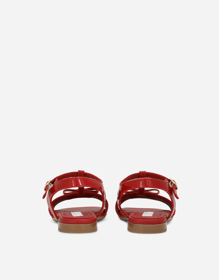 Dolce & Gabbana Sandales en cuir verni à logo DG en métal Rouge D11155A1328
