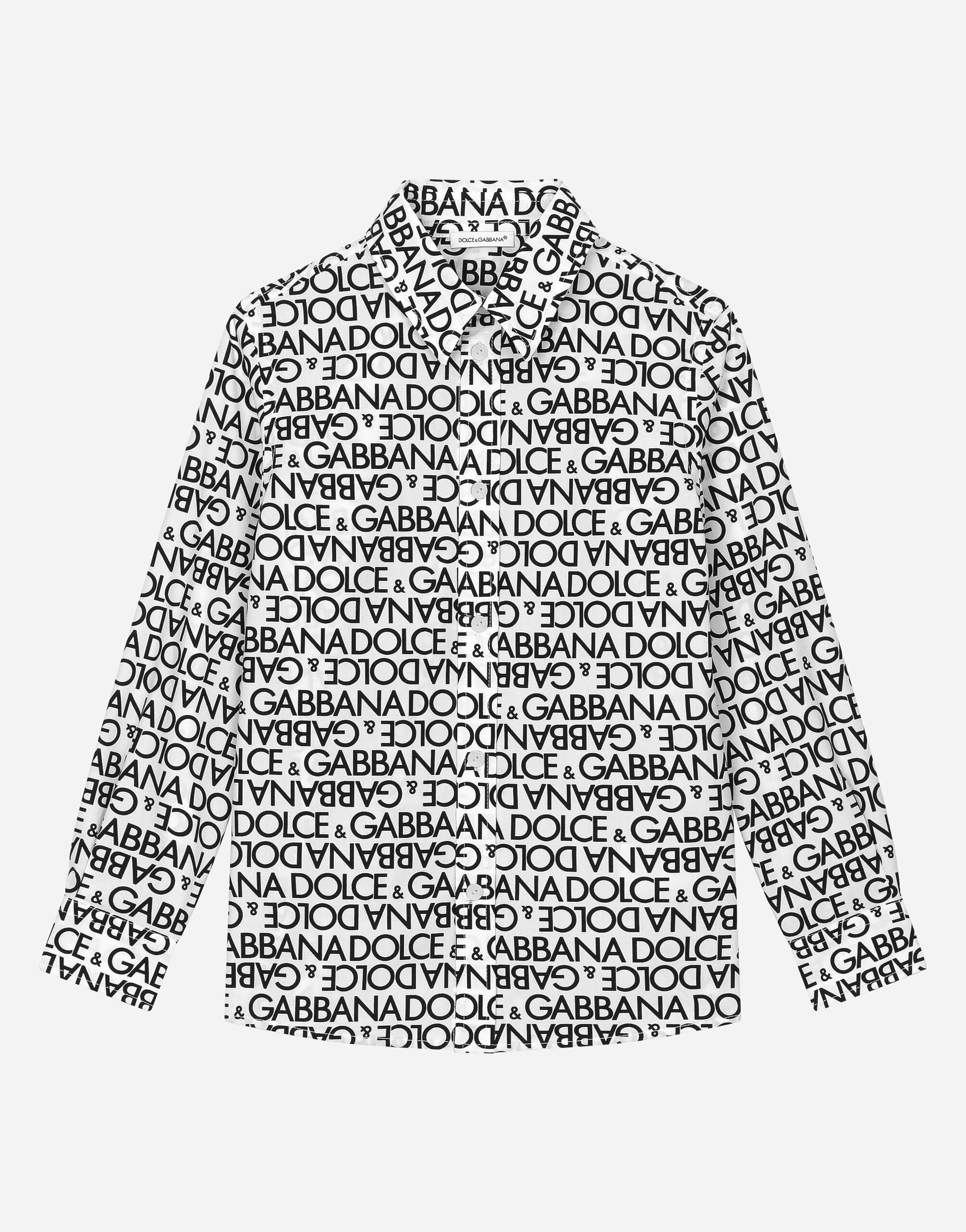 Dolce & Gabbana Camisa de popelina con estampado integral del logotipo Beige L43S74G7NWW