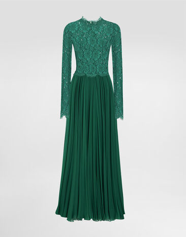Dolce & Gabbana Long chiffon and lace dress Print F6TLBTIS1XD