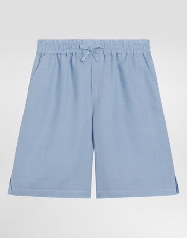 Dolce & Gabbana Linen canvas bermuda shorts Azure L43Q89FU4MH