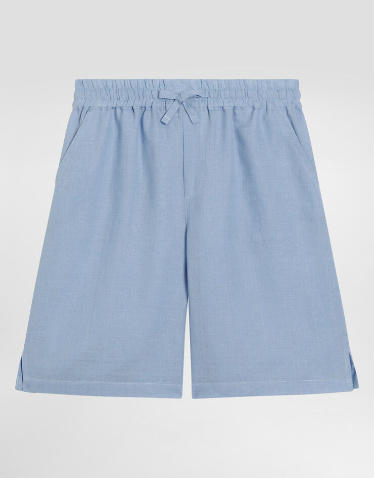 Dolce & Gabbana Linen canvas bermuda shorts Azure L43Q89FU4MH