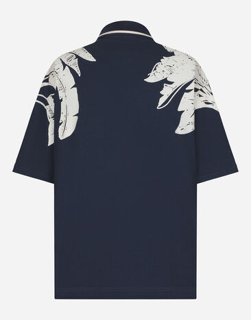 Dolce & Gabbana Oversize polo-shirt with banana tree print Blue G8RG4TG7K1X