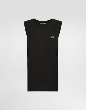 Dolce & Gabbana Oversize cotton singlet with tag Black G8QJ5TG7N7A