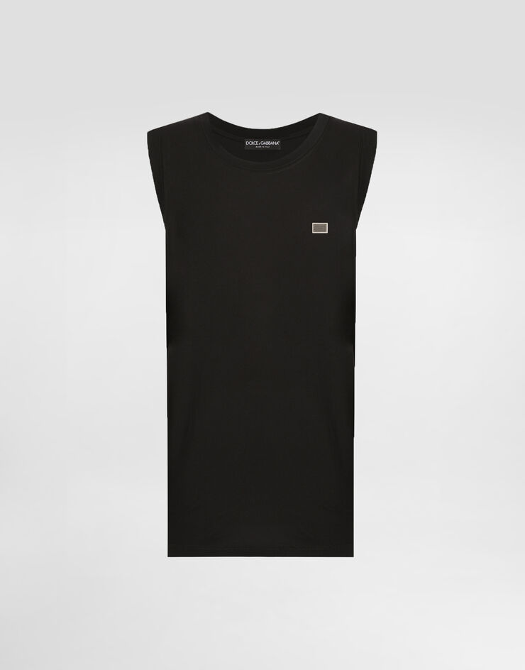 Dolce & Gabbana Oversize cotton singlet with tag Black G8QJ5TG7N7A