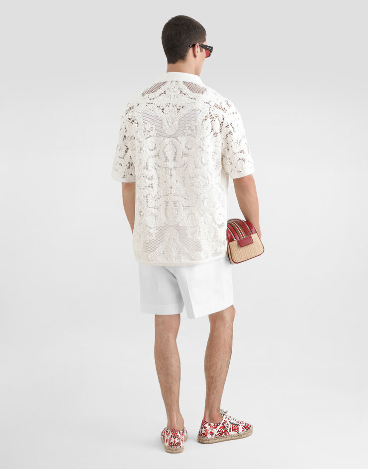 Dolce & Gabbana Cotton shirt with macramé embroidery Cream GXVAGZJBCKM