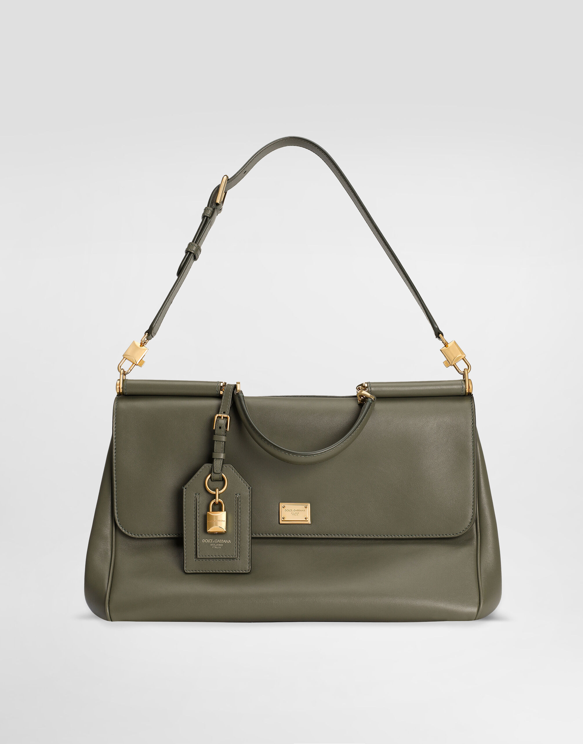 Maxi My Sicily handbag in plongé calfskin in Green for Women