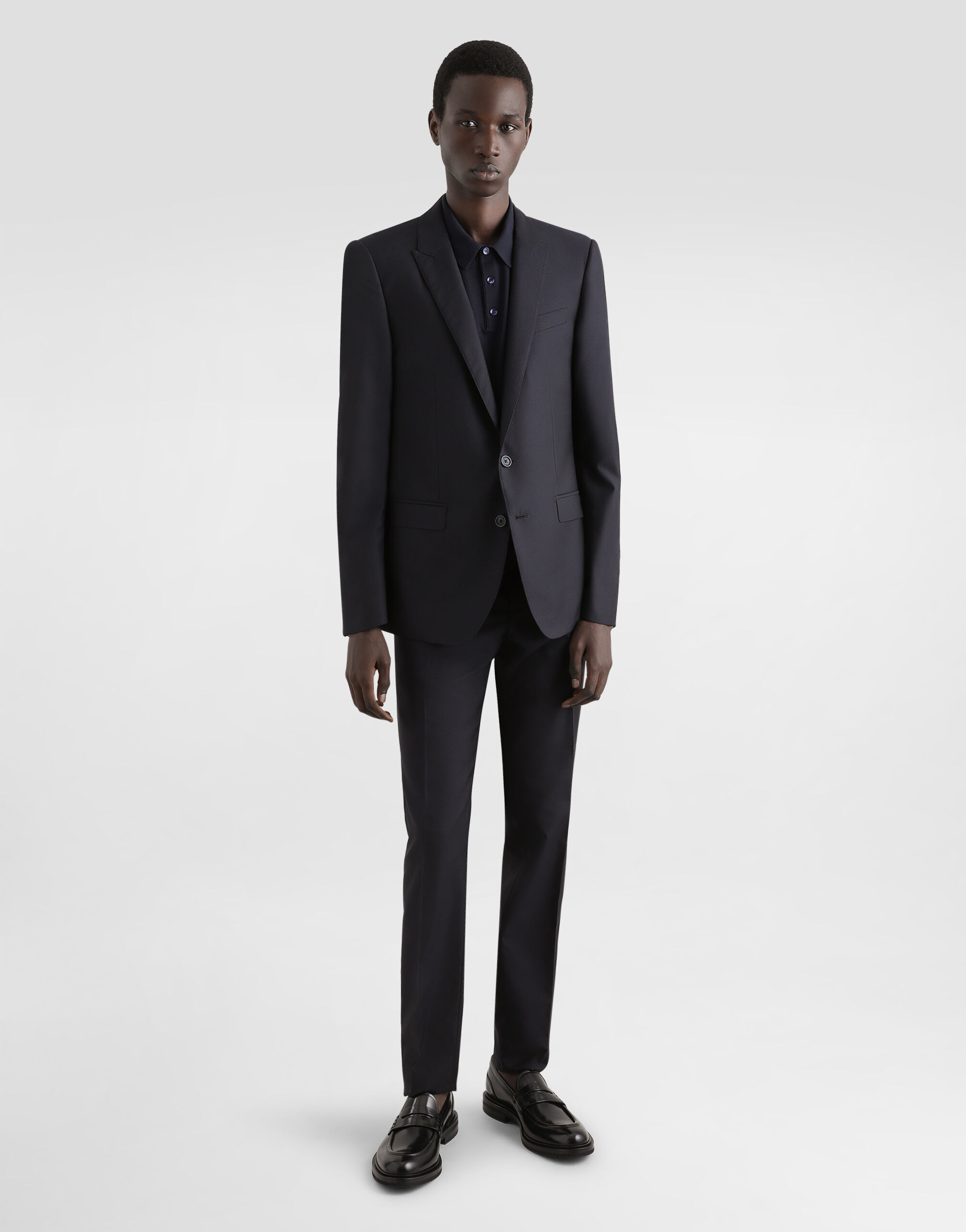Single-breasted suit in wool and silk in Blue for Men
