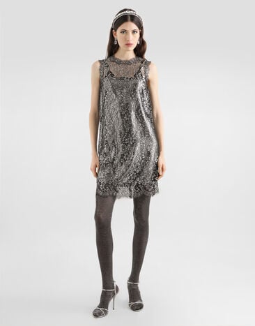 Dolce & Gabbana Lamé lace dress Silver F6ATYTILMCF