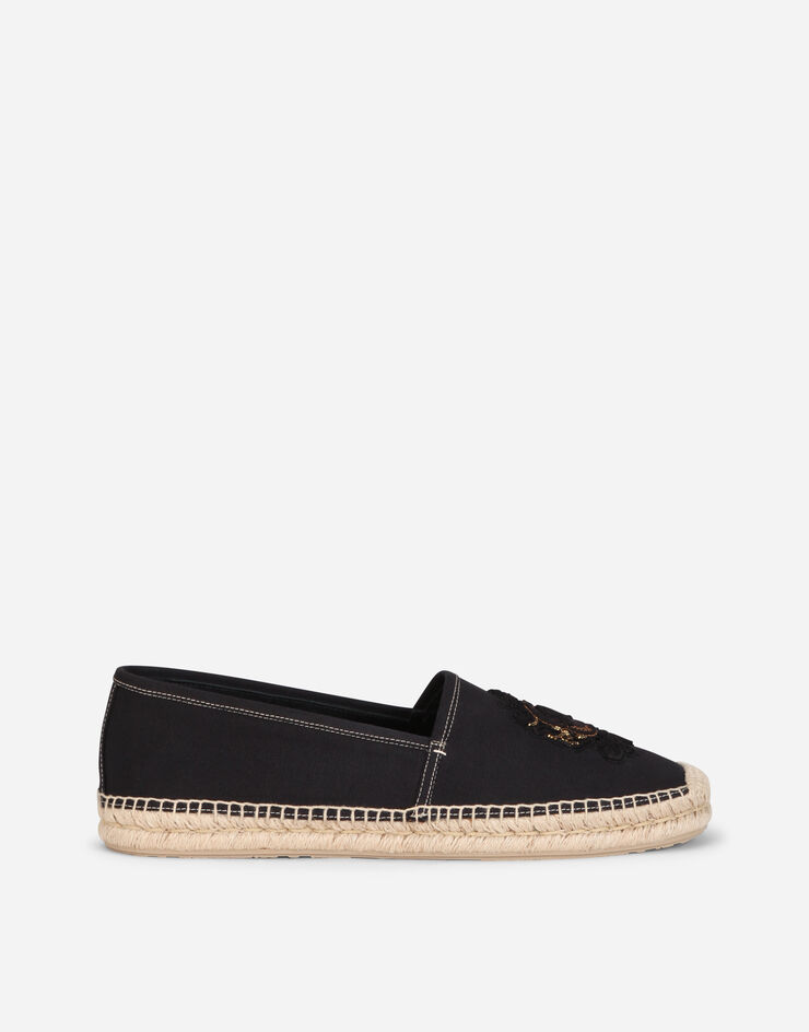Dolce & Gabbana Alpargatas en lona con bordado escudo Negro A50445AO298