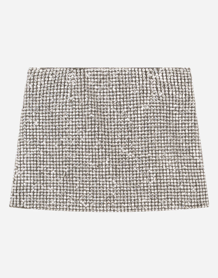Dolce & Gabbana Falda corta de punto con strass termoadhesivos Multicolor L54I65G7JK7