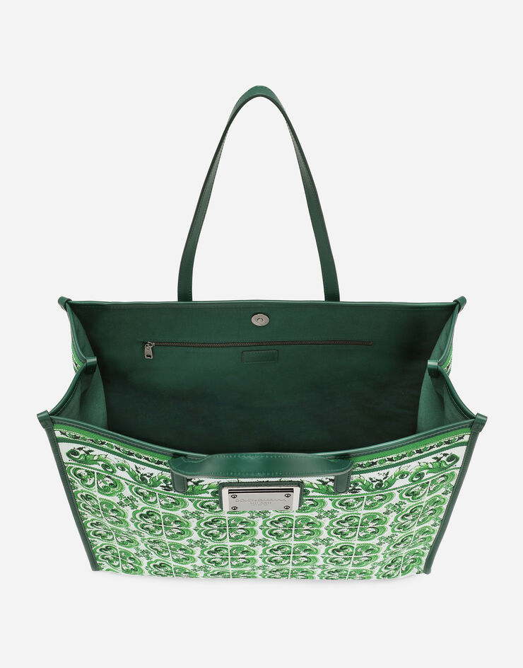 Dolce & Gabbana Bolso shopper grande de lona con estampado Maiolica Imprima BM2274AO667