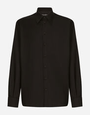 Dolce & Gabbana Silk and wool shirt with logo tag Negro A50573AN890