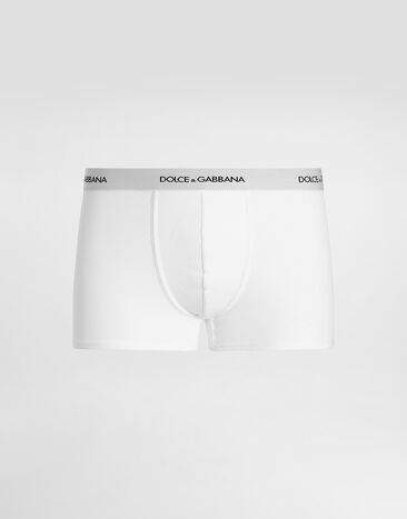 Dolce & Gabbana Boxer classique en coton côtelé Blanc M4C13JONN96