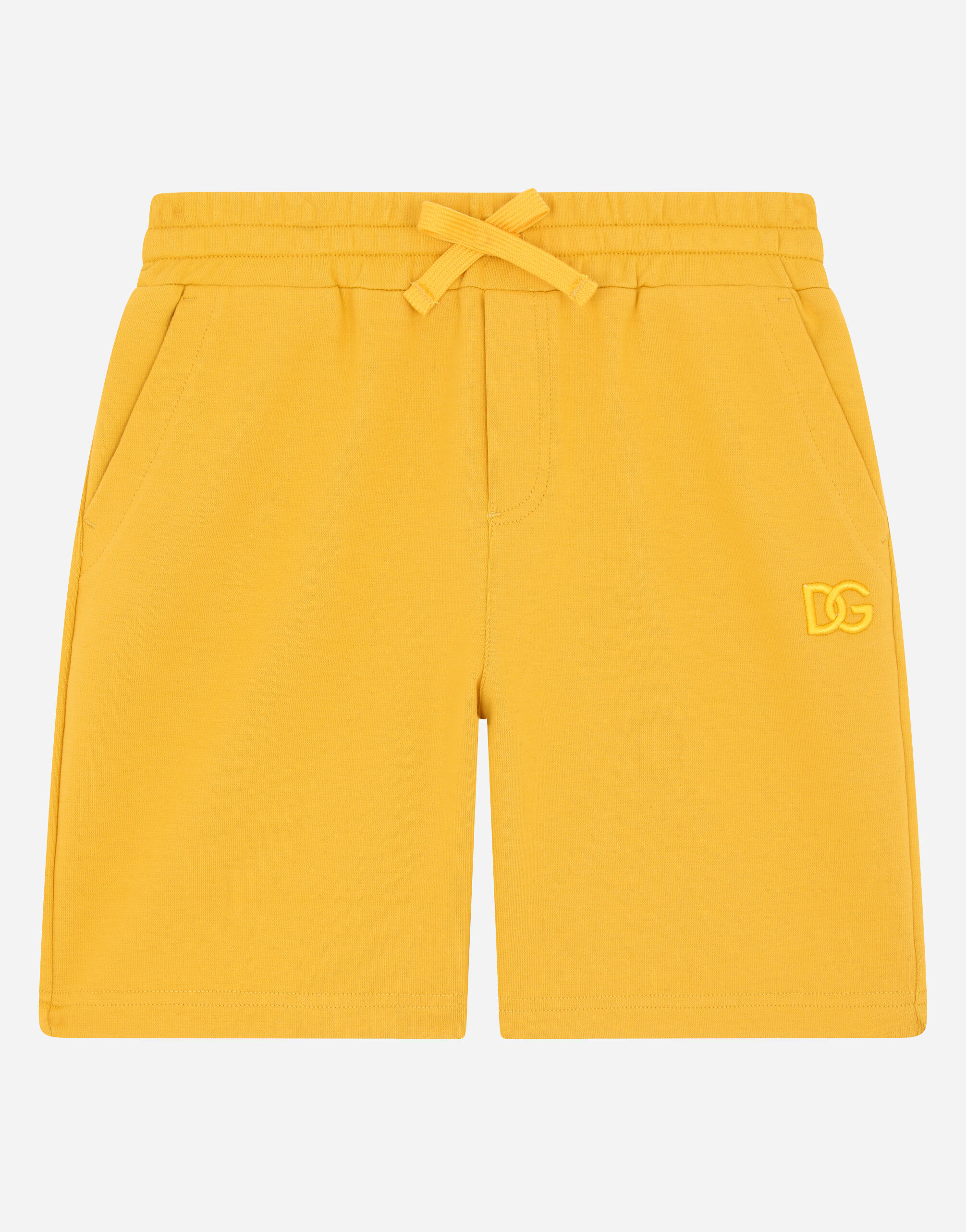 DOLCE & GABBANA ショートパンツ イエロー サイズ36 Jersey jogging shorts with DG logo embroidery in Yellow for Men