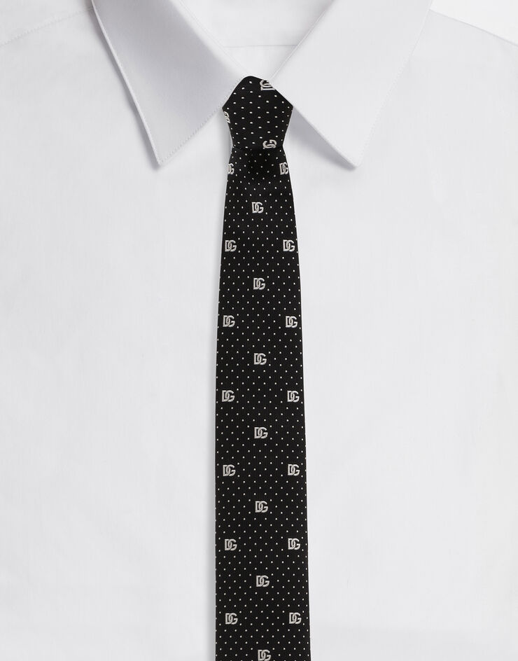 Dolce & Gabbana Silk jacquard tie with DG logo Multicolor GT149EG0JRB