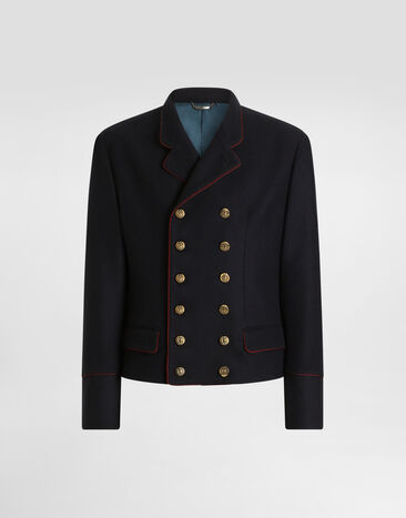 Dolce & Gabbana Double-breasted wool frock coat Blue G2WP4THU2B8