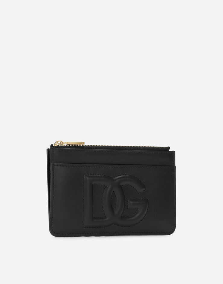 Dolce & Gabbana Porte-cartes Logo DG moyen format en cuir de veau Noir BI1261AG081