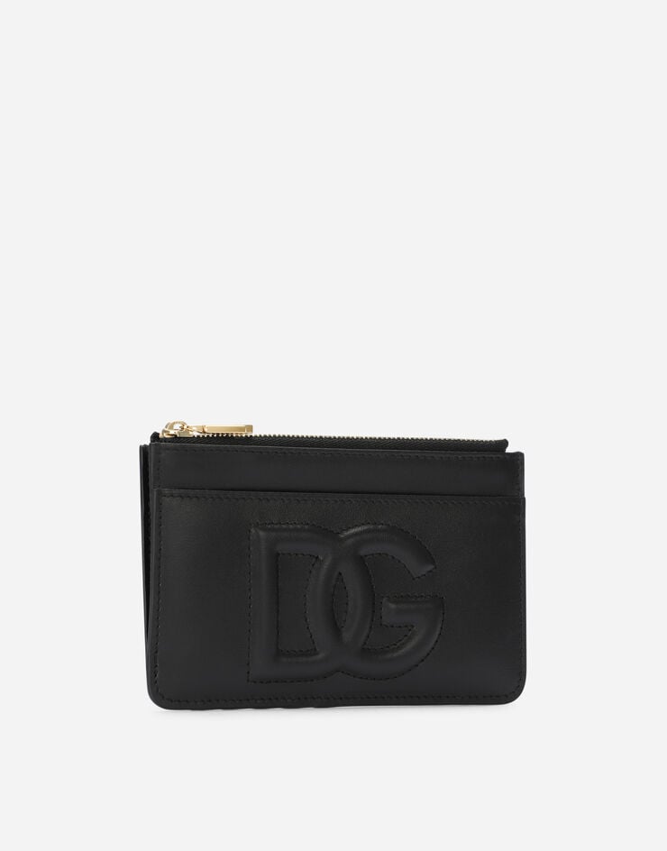 Dolce & Gabbana Tarjetero DG Logo mediano en piel de becerro Negro BI1261AG081