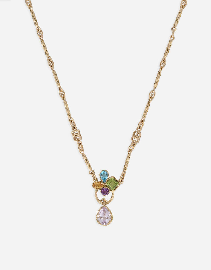 Dolce & Gabbana 18 kt yellow gold rainbow pendant  with multicolor fine gemstones Yellow Gold WAQR2GWMIX1