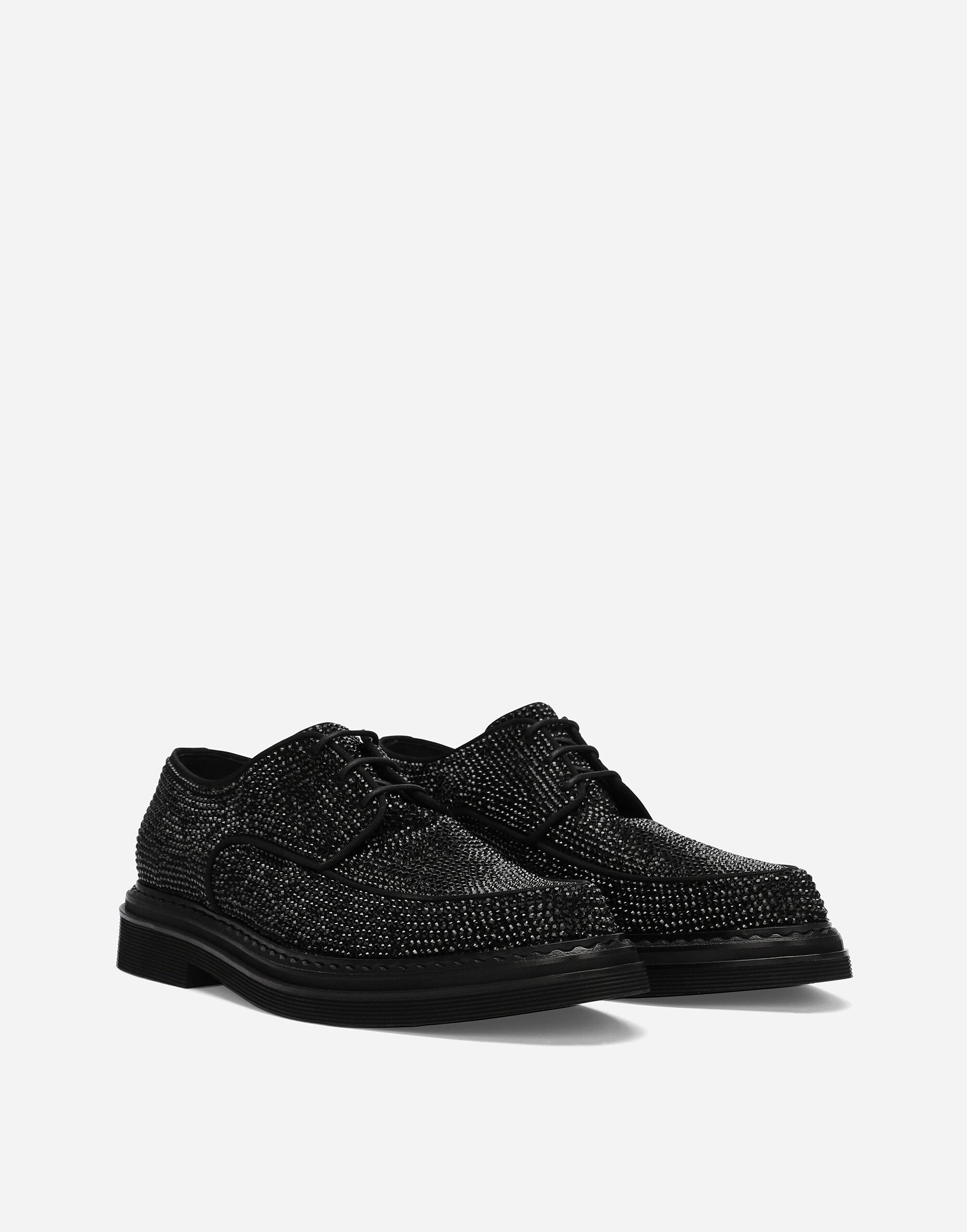 Suede Derby shoes with fusible rhinestone detailing in Multicolor for Men Dolce Gabbana
