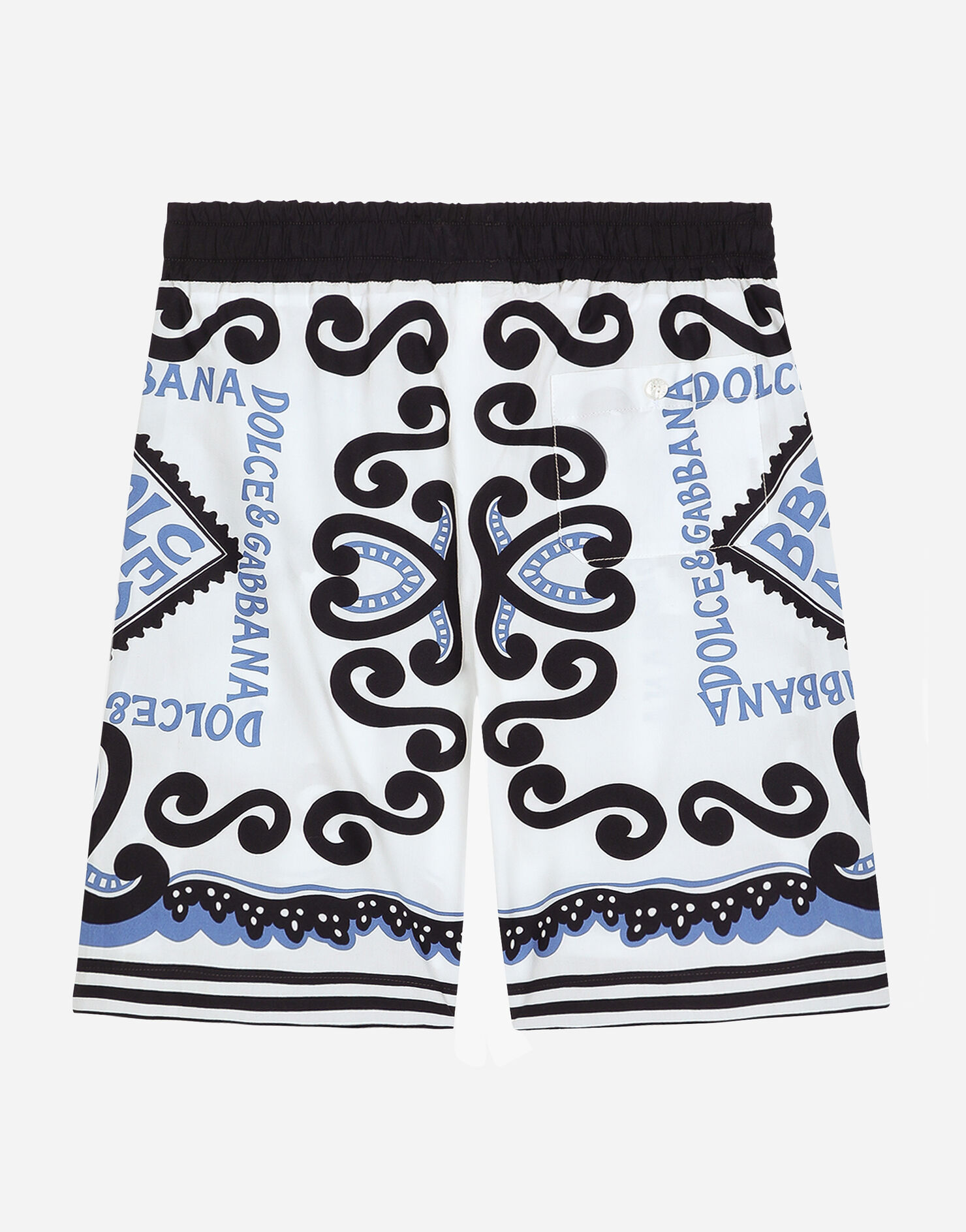 Marina-print poplin shorts in Azul Claro for Boys | Dolce&Gabbana®