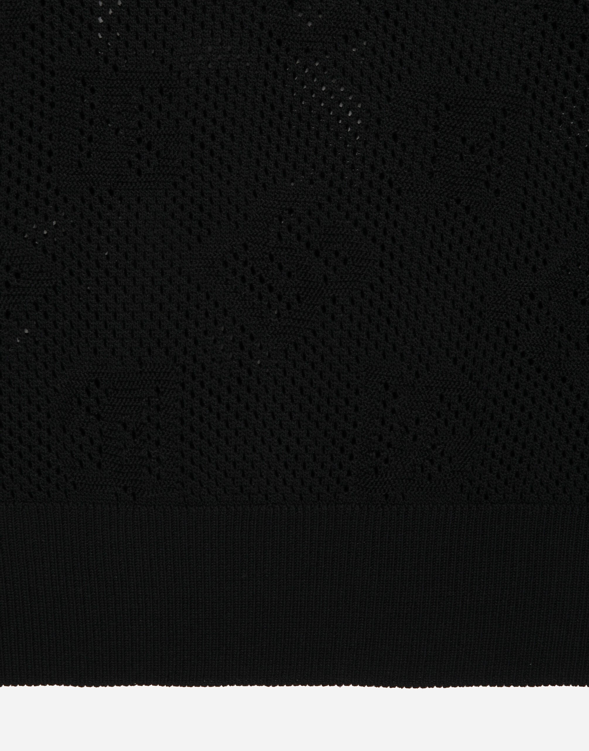 Cropped mesh-stitch viscose sweater with jacquard DG logo