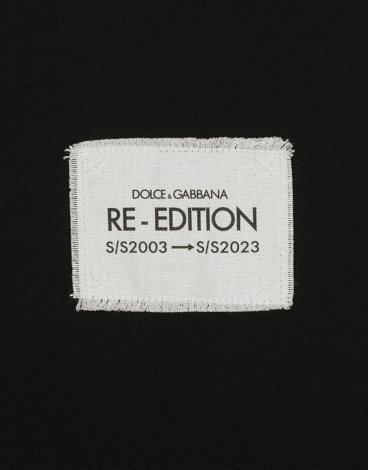 Dolce & Gabbana Canotta in cotone con stampa Nero G8QI9TFU7EQ
