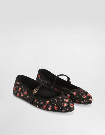 Dolce & Gabbana Satin ballet flats with little roses print Multicolor CB0284AX256