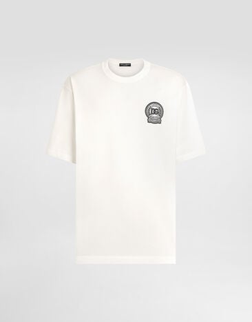 Dolce & Gabbana Cotton T-shirt with logo embroidery print White G8PN9ZG7NYE