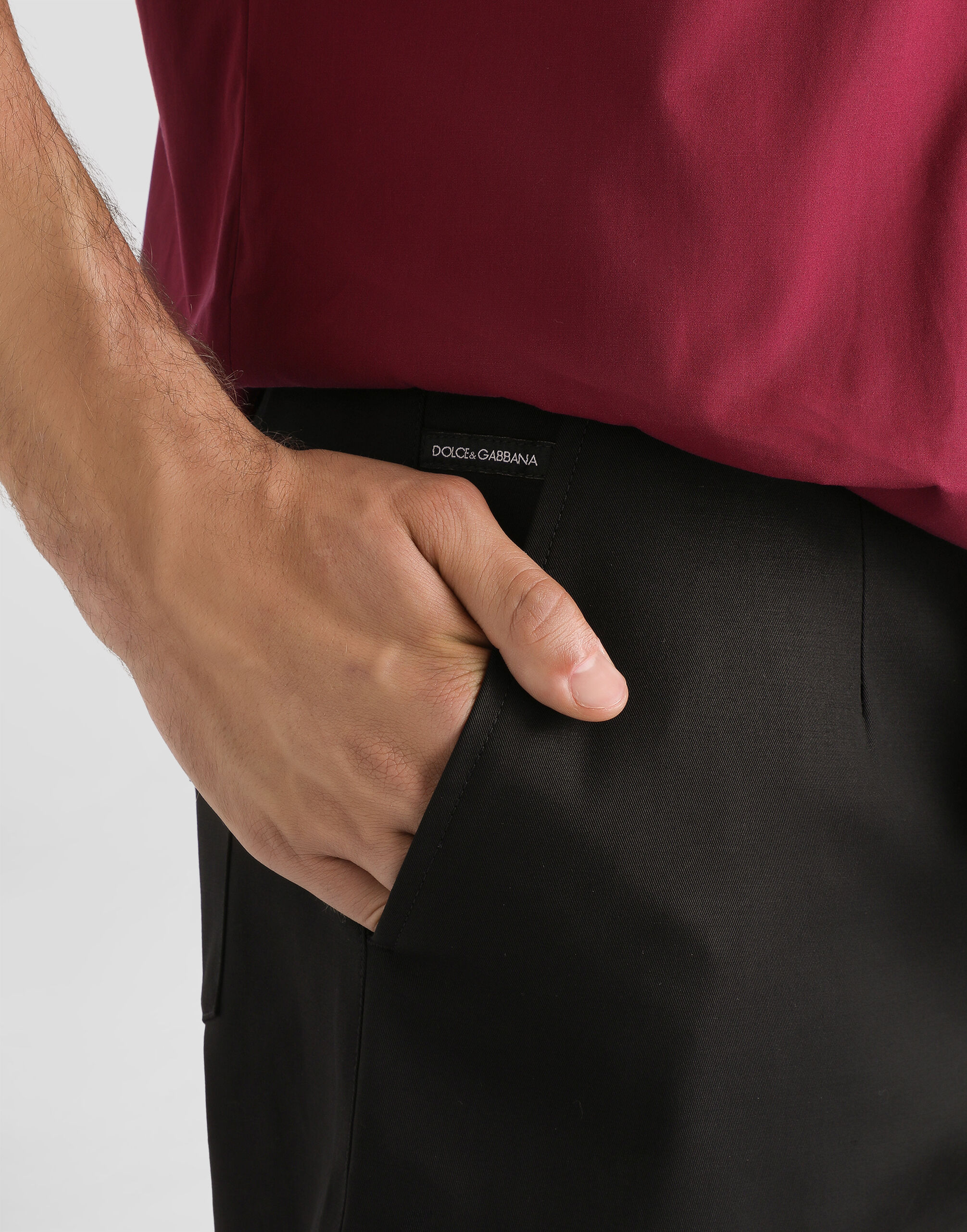 Stretch cotton shorts with branded tag - thumbnail 9