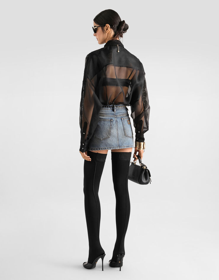 Dolce & Gabbana Denim miniskirt with embroidery Multicolor F4C2TZG8PG5
