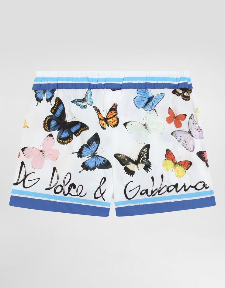Dolce & Gabbana Striped poplin shorts with butterfly print Print L23Q34FI5KS