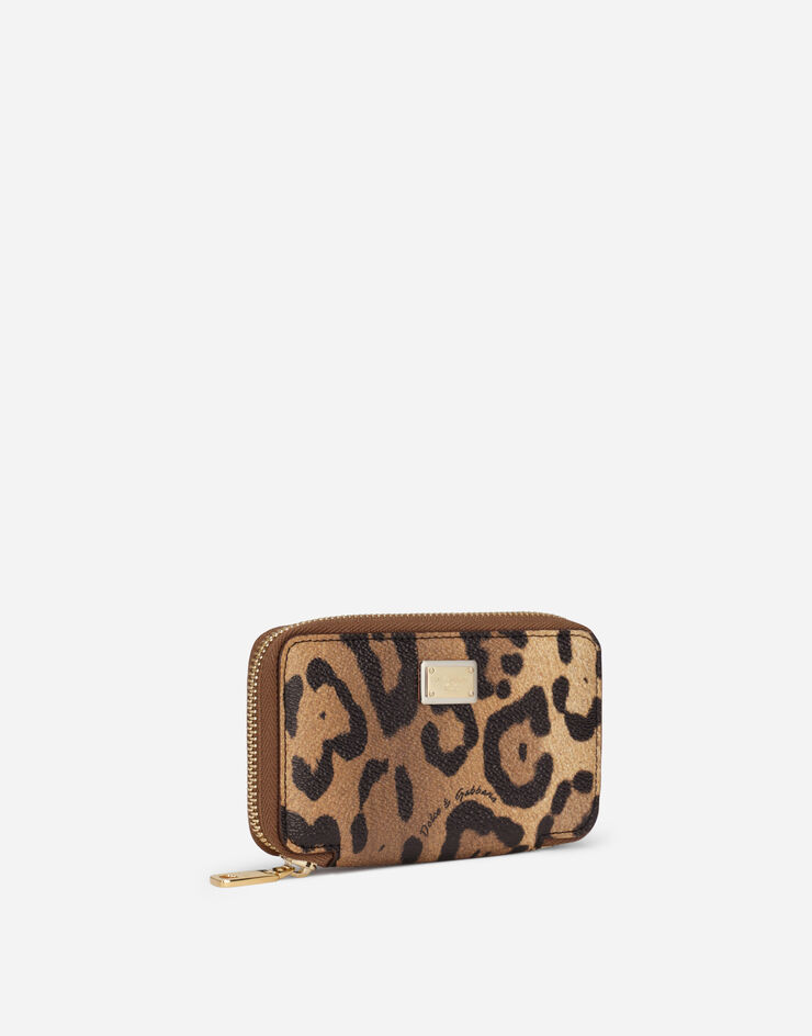 Dolce & Gabbana Leopard-print Crespo key chain with zipper and branded plate Multicolor BI1361AW384