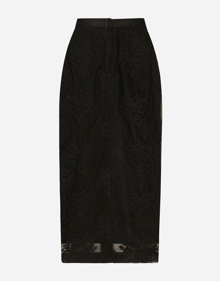 Dolce & Gabbana Falda de tubo de encaje con abertura Negro F4CSJTHLMO7